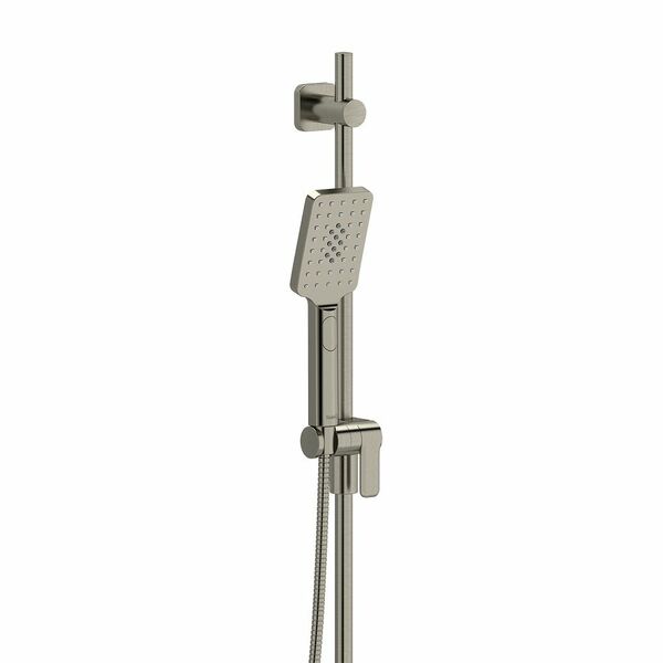 riobel riu 3 way system with hand shower rail tub spout and head shower Brushed Nickel