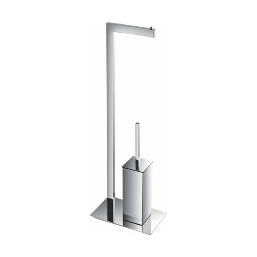 Aqua Piazza Freestanding Toilet Paper Holder With Toilet Brush Chrome