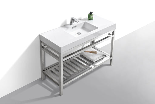 cisco 48 stainless steel console with acrylic sink matt black kubebath