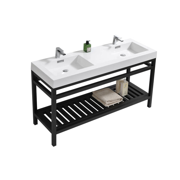 Cisco 60" Double Sink Stainless Steel Console with Acrylic Sink