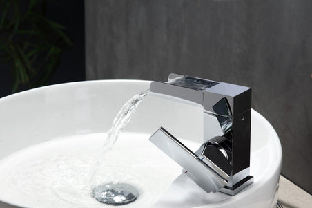 aqua fontana single lever waterfall faucet chrome kubebath