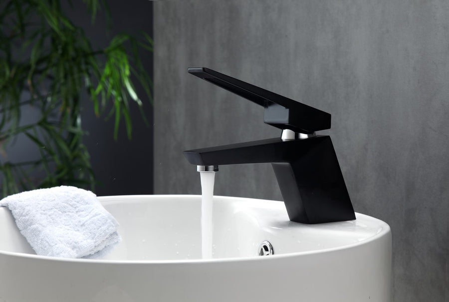 aqua siza single lever modern bathroom vanity faucet matt black kubebath