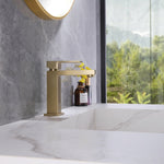 aqua kubo single lever bathroom vanity faucet Gold kubebath