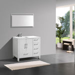Anziano 40 Gloss Vanity w Right Side Drawers and Quartz Countertop