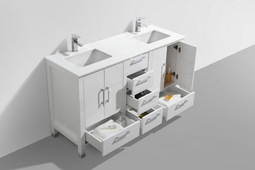 anziano 60 double sink gloss white vanity w quartz countertop kubebath