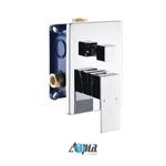 Aqua Piazza Brass Shower Set with Ceiling Mount Square Rain Shower (Handheld and 4 Body Jets) Chrome 8"