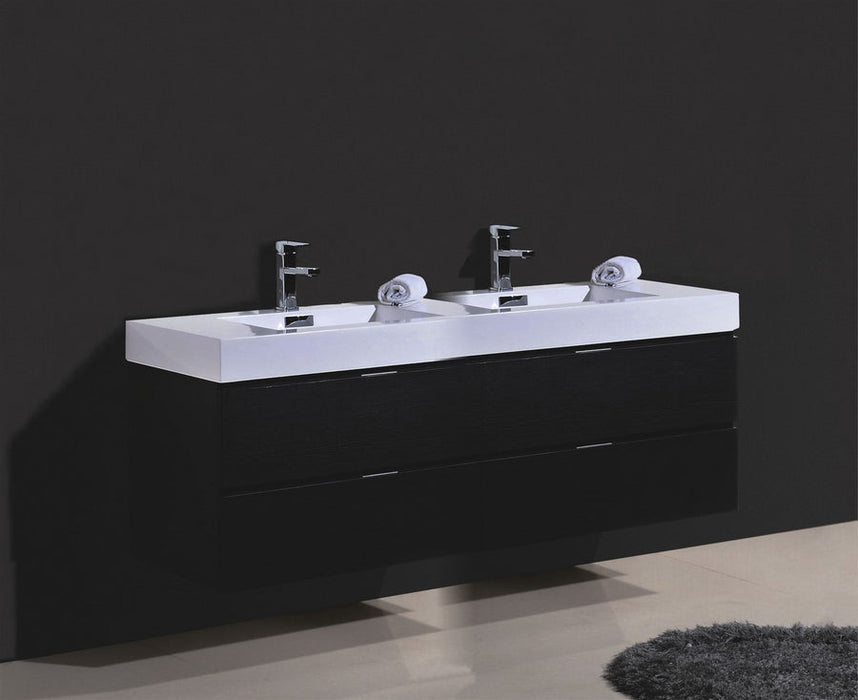 bliss,72,double sink,white,wall mount,modern bathroom,vanity,kubebath,brown,black,grey,blue,white,Walnut Vanity,Butternut Vanity,Nature Wood Vanity, Gray Oak Vanity,Blue Vanity