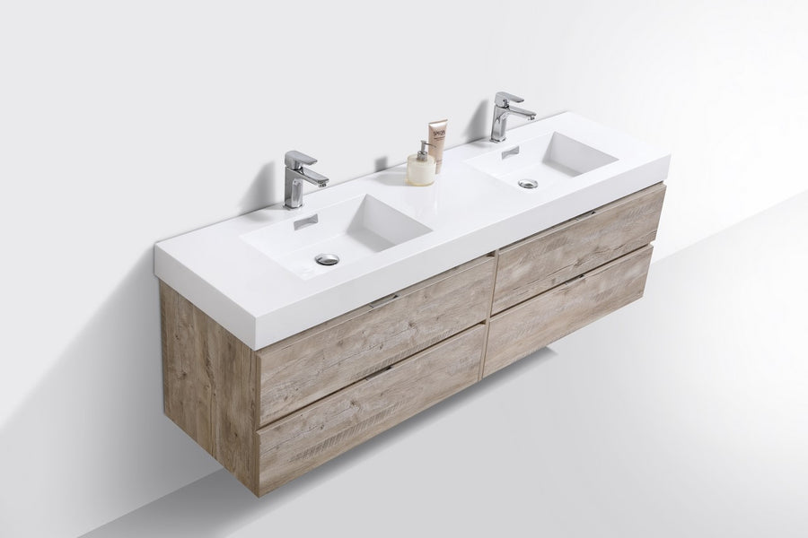 Bliss 72" Double Sink Wall Mount Modern Bathroom Vanity