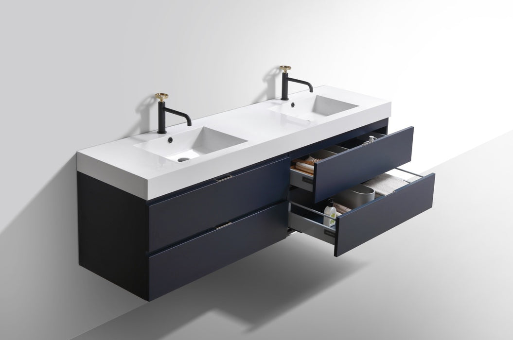 bliss,72,double sink,white,wall mount,modern bathroom,vanity,kubebath,brown,black,grey,blue,white,Walnut Vanity,Butternut Vanity,Nature Wood Vanity, Gray Oak Vanity,Blue Vanity