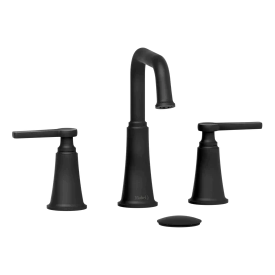 Riobel Momenti 8" Lavatory Faucet with Square Spout Black Straight Handle