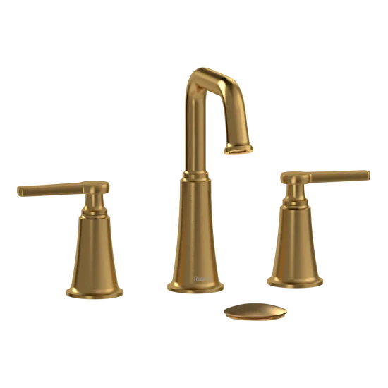 Riobel Momenti 8" Lavatory Faucet with Square Spout Brushed Gold Sttraight Handle