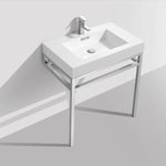 haus 30 stainless steel console w white acrylic sink matte black kubebath