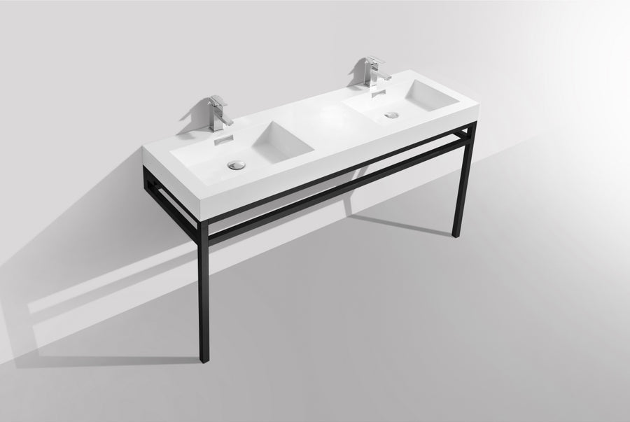 Haus 60" Double Sink Stainless Steel Console with Acrylic Sink