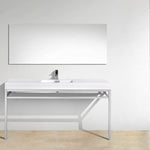 haus 60 single sink stainless steel console w white acrylic sink matte black kubebath