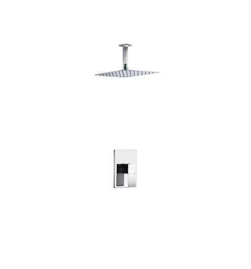 aqua piazza chrome shower set with 12 ceiling mount square rain shower kubebath