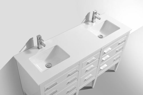 eiffel 60 double sink high gloss white vanity w quartz counter top kubebath
