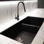 Emir 33" x 20" Under-Mount Granite Kitchen Sink Double Bowl Matte Black