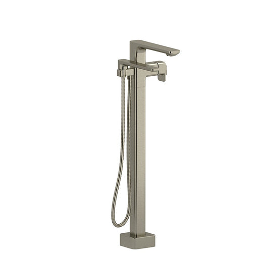 Riobel Equinox 2-Way Floor-Mount Tub Filler with Hand Shower Brushed Nickel