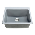 Everest 25" x 22" Single Bowl Granite Kitchen Sink Grey
