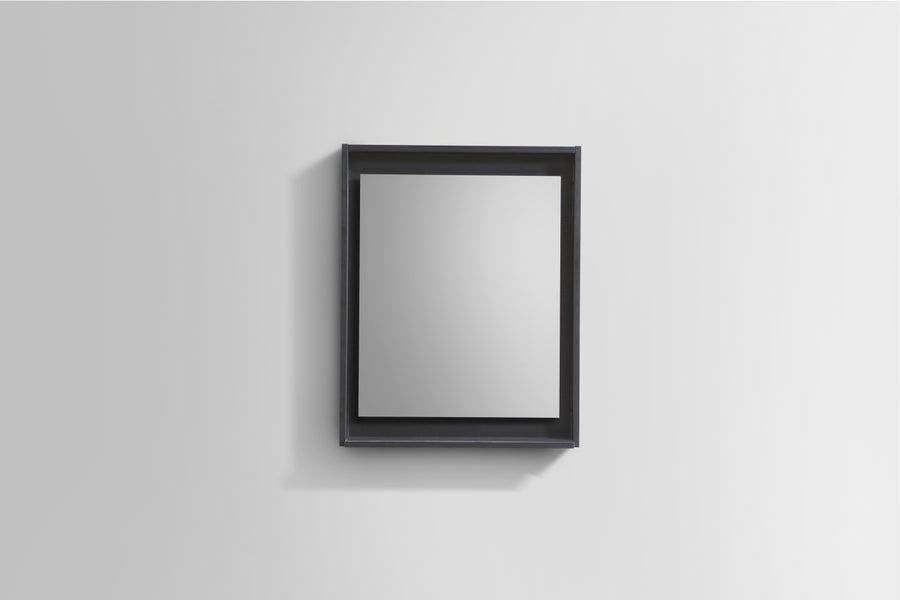 Kubebath Bosco 24" Framed Mirror With Shelf Black