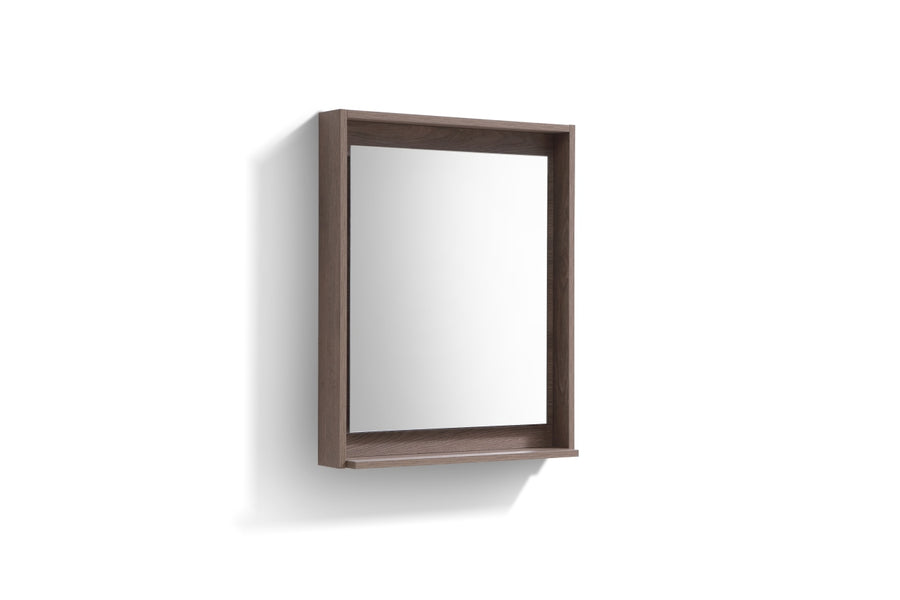 Kubebath Bosco 24" Framed Mirror With Shelf Butternut