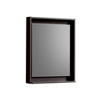 Kubebath Bosco 24" Framed Mirror With Shelf High Gloss Gray Oak
