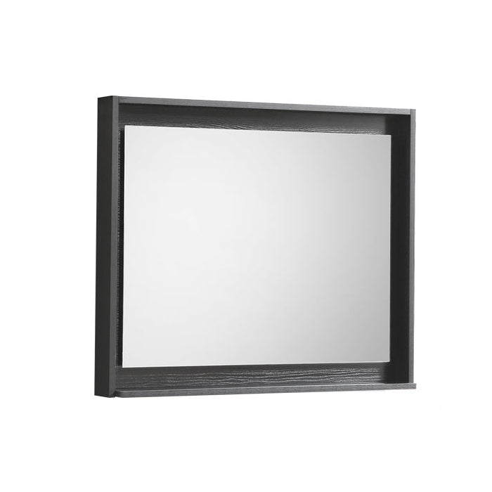 Kubebath Bosco 30" Framed Mirror With Shelf Black