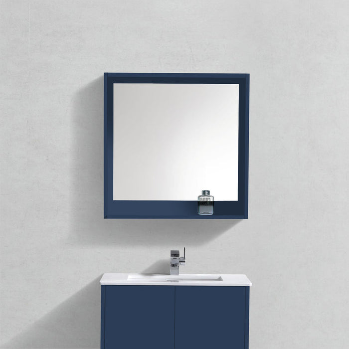 Kubebath Bosco 30" Framed Mirror With Shelf Blue