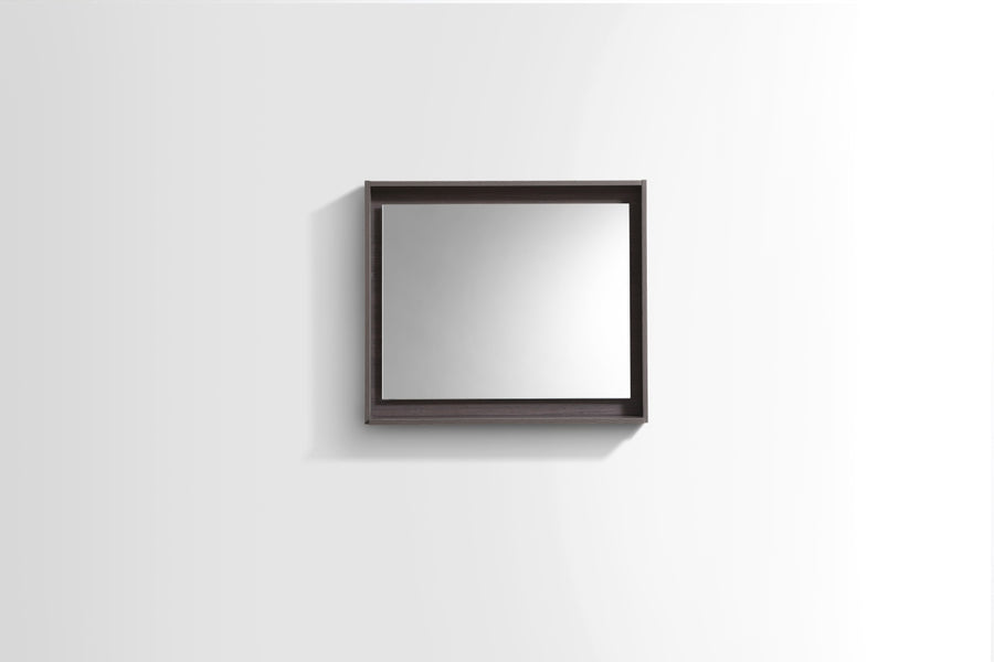Kubebath Bosco 30" Framed Mirror With Shelf Gray Oak