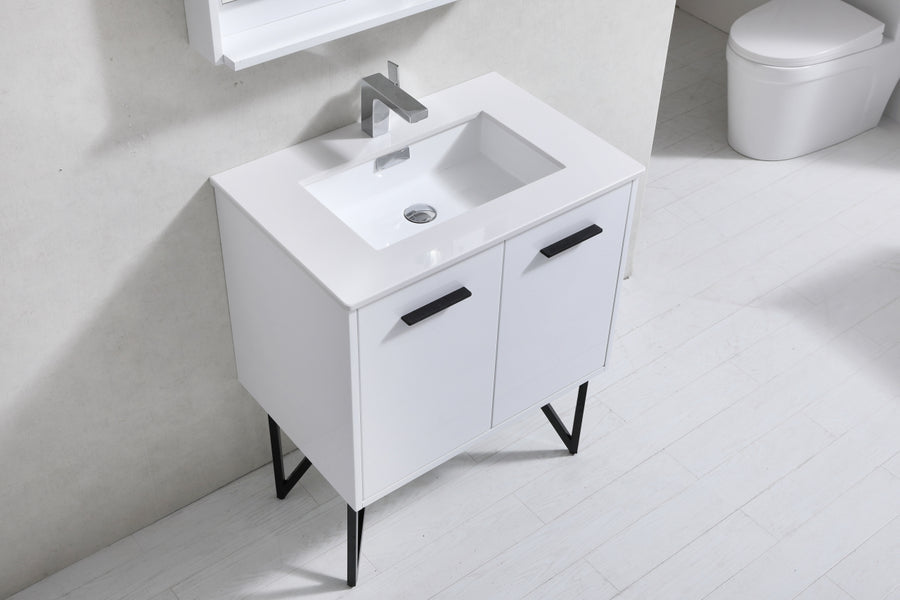 bosco 30 modern bathroom vanity w quartz countertop kubebath