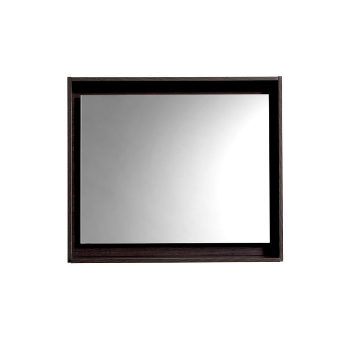 Kubebath Bosco 30" Framed Mirror With Shelf High Gloss Gray Oak