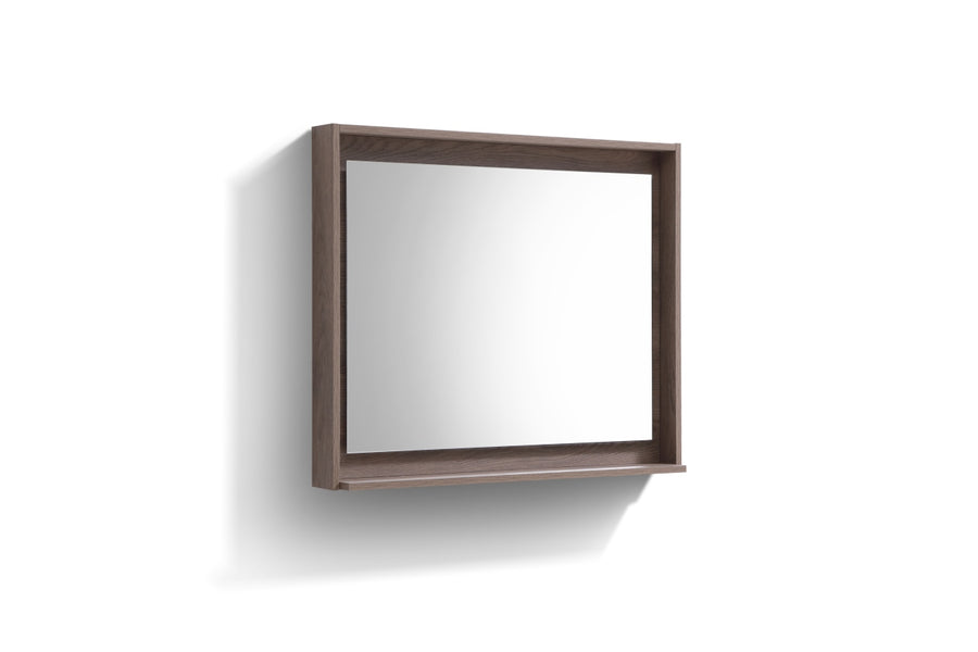Kubebath Bosco 36" Framed Mirror With Shelf Butternut