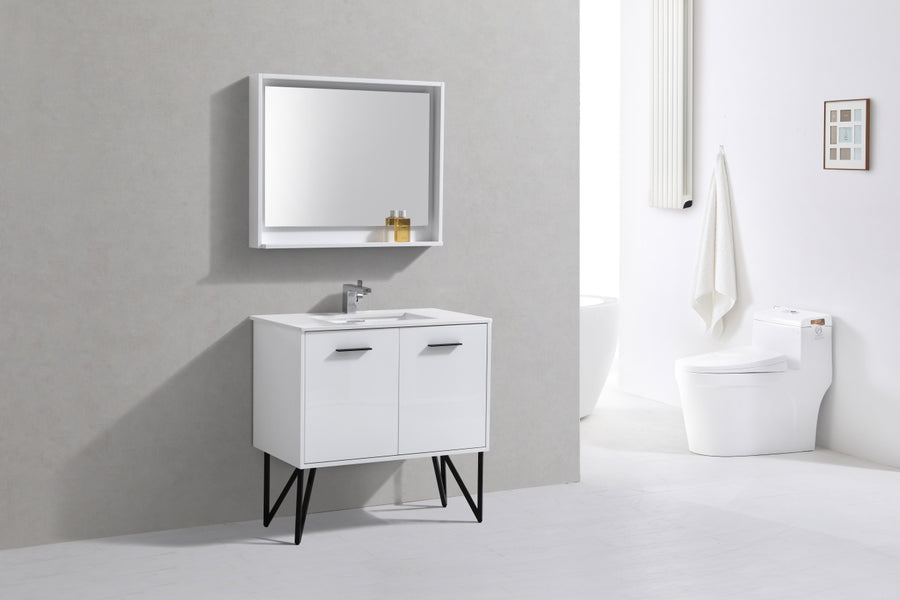 bosco 36 modern bathroom vanity w quartz countertop kubebath