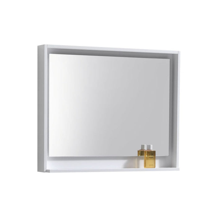Kubebath Bosco 36" Framed Mirror With Shelf White