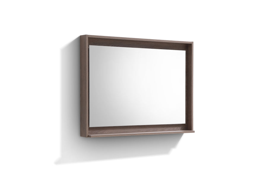 Kubebath Bosco 40" Framed Mirror With Shelf Butternut