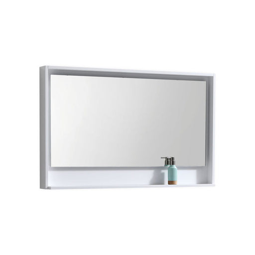 Kubebath Bosco 48" Framed Mirror With Shelf White