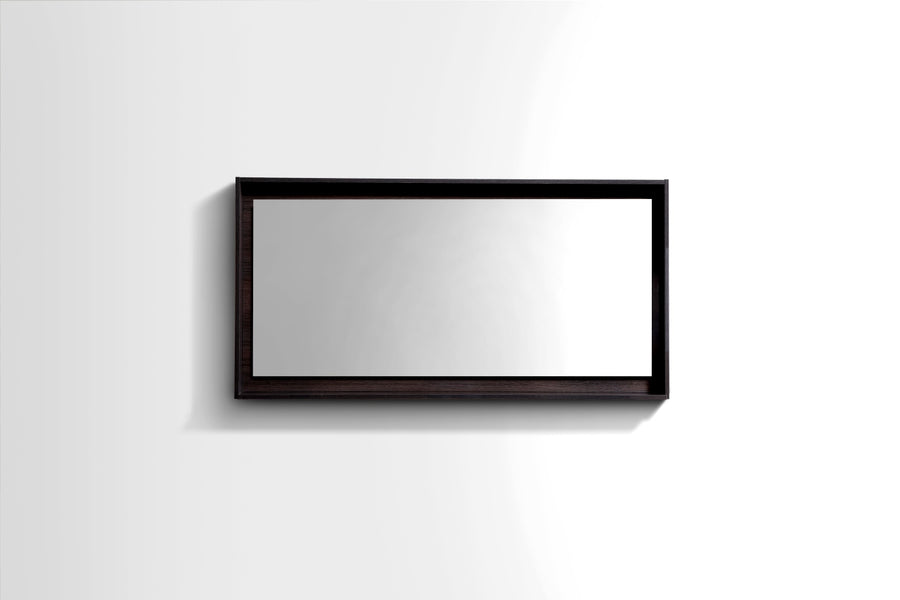 Kubebath Bosco 48" Framed Mirror With Shelf High Gloss Gray Oak
