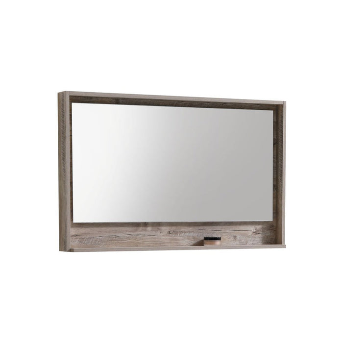 Kubebath Bosco 48" Framed Mirror With Shelf Nature Wood