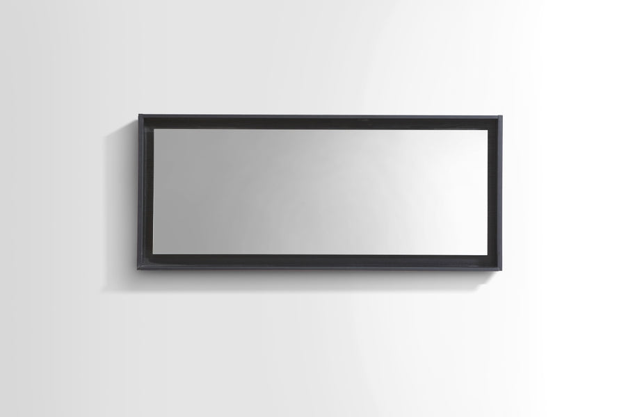 Kubebath Bosco 60" Framed Mirror With Shelf Black