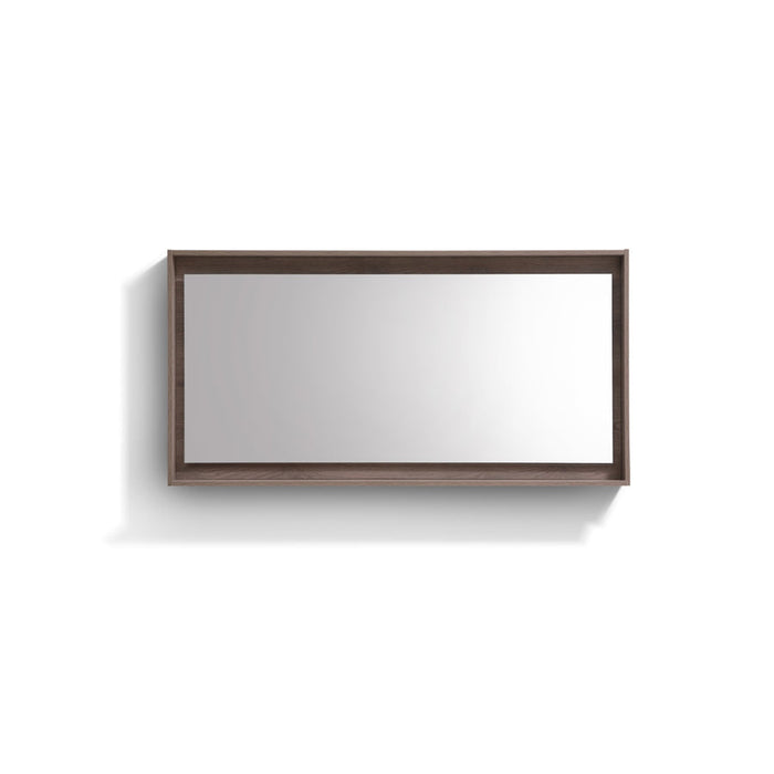 Kubebath Bosco 60" Framed Mirror With Shelf Butternut