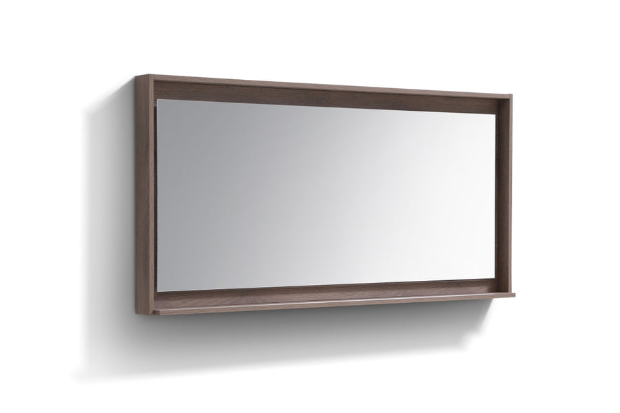 Kubebath Bosco 60" Framed Mirror With Shelf Butternut