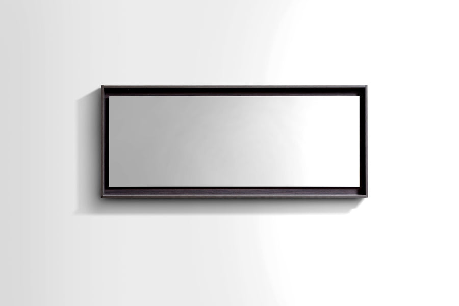Kubebath Bosco 60" Framed Mirror With Shelf High Gloss Gray Oak