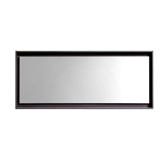 Kubebath Bosco 60" Framed Mirror With Shelf High Gloss Gray Oak