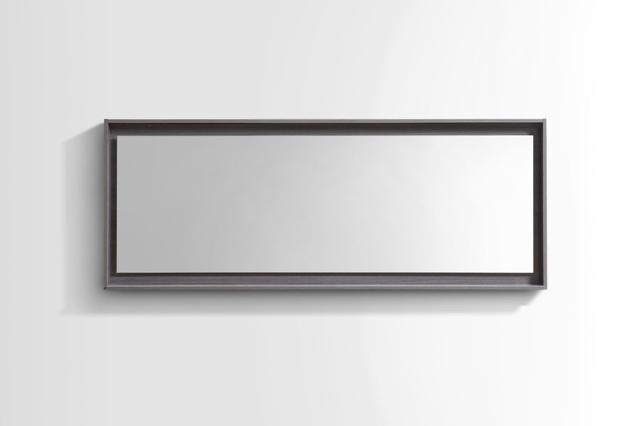 Kubebath Bosco 70" Framed Mirror With Shelf Gray Oak
