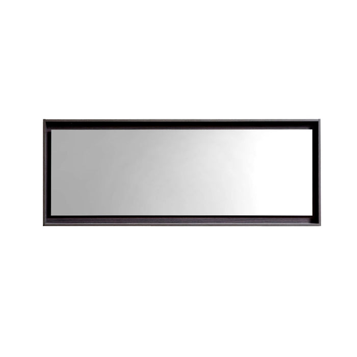 Kubebath Bosco 70" Framed Mirror With Shelf High Gloss Gray Oak