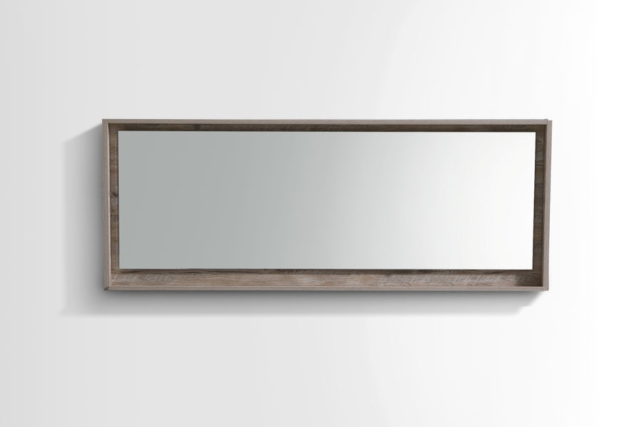 Kubebath Bosco 70" Framed Mirror With Shelf Nature Wood