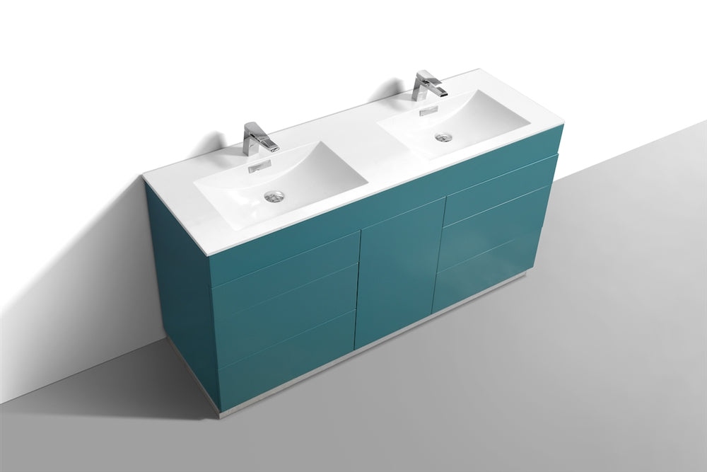 Milano 60" Double Sink Modern Bathroom Vanity