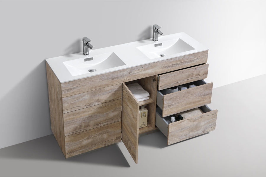 Milano 60" Double Sink Modern Bathroom Vanity