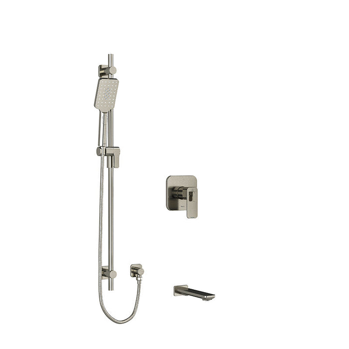 Riobel Equinox System with Tub Spout and Hand Shower Rail Brushed Nickel