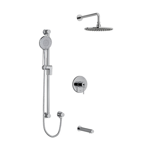 Riobel Premium KIT#1345 3-Way System with Hand Shower Rail, Shower Head and Spout Chrome